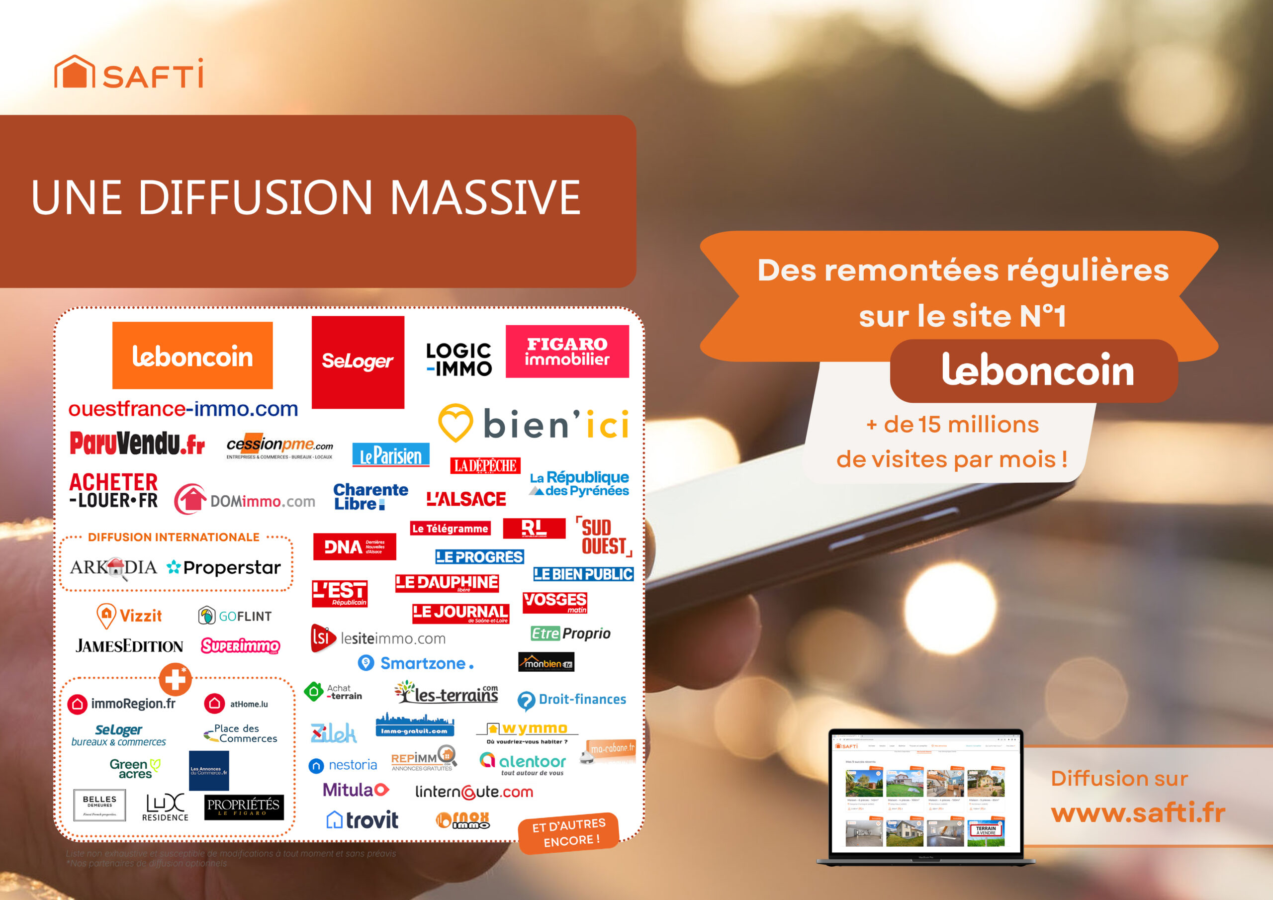 Les portails et sites sur lesquels votre annonce immobilière est diffusée